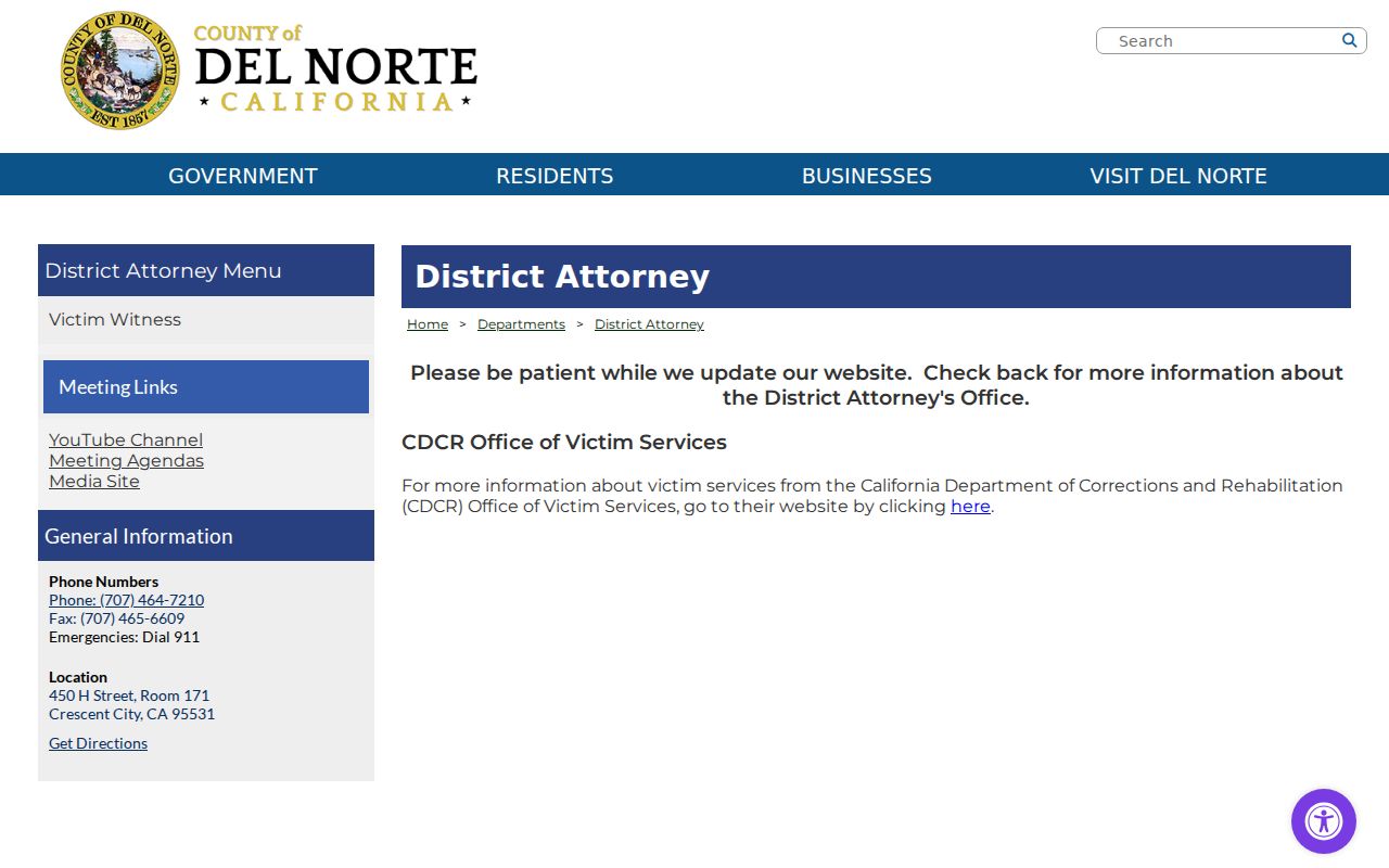 Del Norte County District Attorney official office page