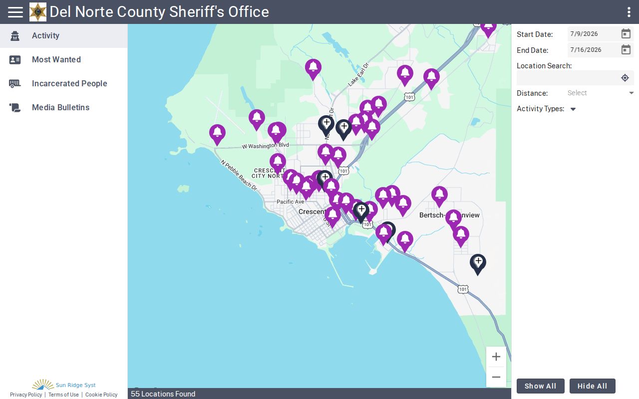 Del Norte County criminal history Citizen RIMS portal